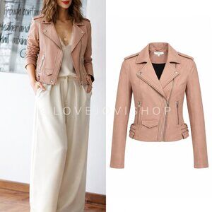 Feminine Luxe | IRO for Intermix Blush Leather Moto Jacket | Buttery Soft | IT40